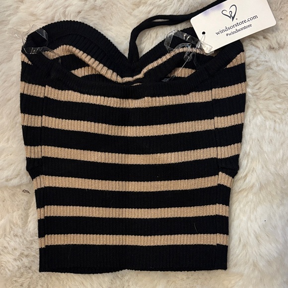 Windsor Black and Tan Striped Crop Top - Picture 2 of 3
